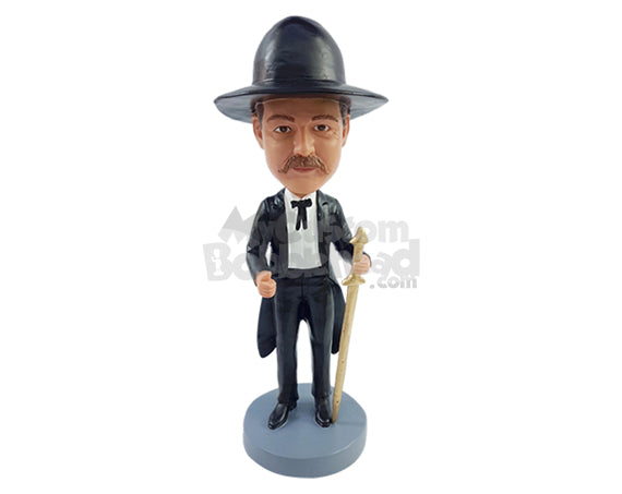 Custom Bobblehead Man on a luxurious vintage suit with a sword in hand - Careers & Professionals Religious Personalized Bobblehead & Action Figure Custom Bobblehead Man on a luxurious vintage suit with a sword in hand - Careers & Professionals Religious Personalized Bobblehead & Action Figure